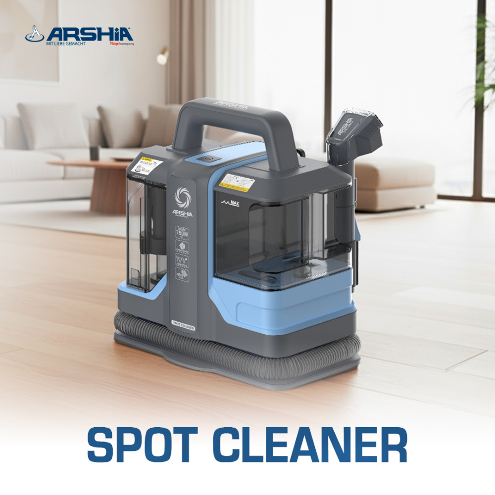 Arshia Spot Cleaner 750W – Dual Tank Carpet & Upholstery Cleaner, Portable Deep Stain Remover with 6.45m Reach, Brushes & 5m Power Cord