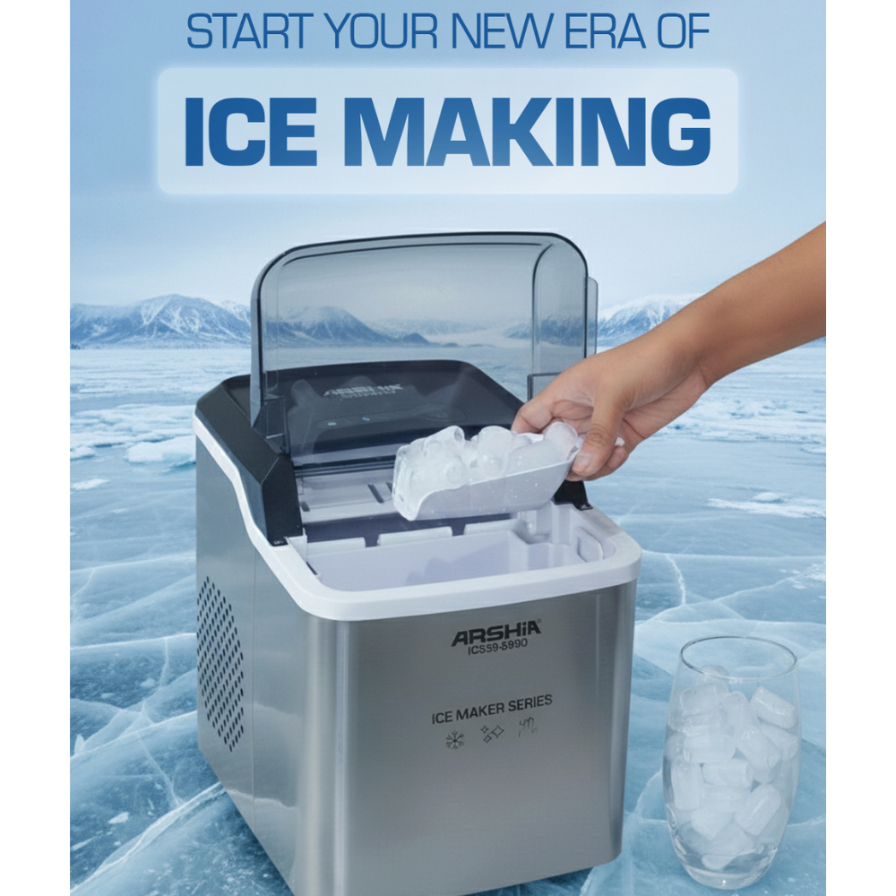 ARSHIA Ice Maker – 12KG Daily Capacity | Compact & Efficient