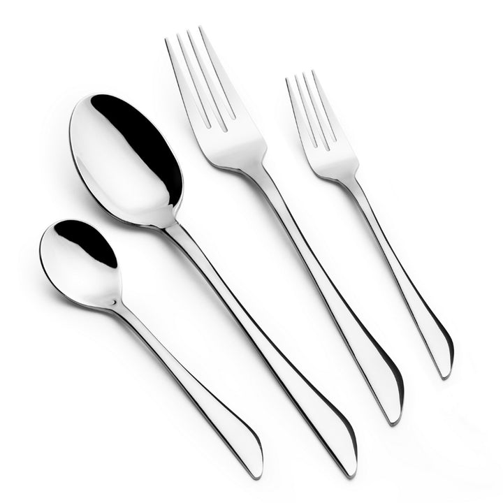 Arshia 48-piece Shiny Silver Cutlery Set with Stand