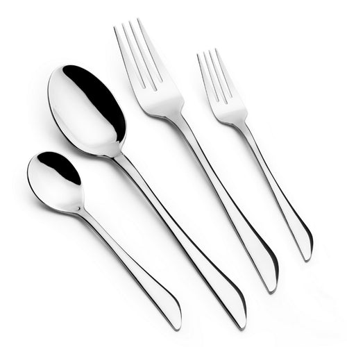 Arshia 48-piece Shiny Silver Cutlery Set with Stand