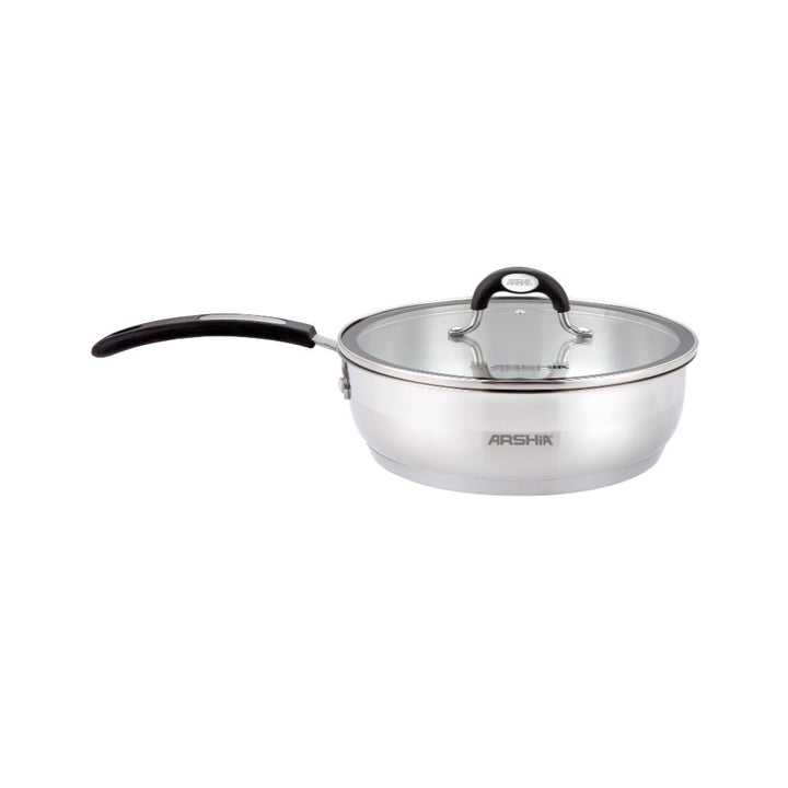Arshia 24cm Stainless Steel Frypan long Handle with 2 Lids