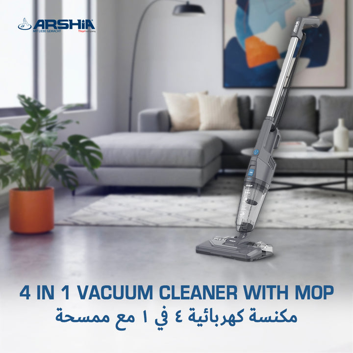 Arshia 4-in-1 Vacuum Cleaner with Mop (Black) 600-1000W Max Power Multi-Surface Cleaning