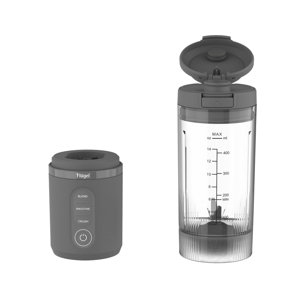 Flugel VitaGo Portable Blender 600ml – USB-C Rechargeable Personal Smoothie Maker, 180W High-Power Ice Crushing – Gray