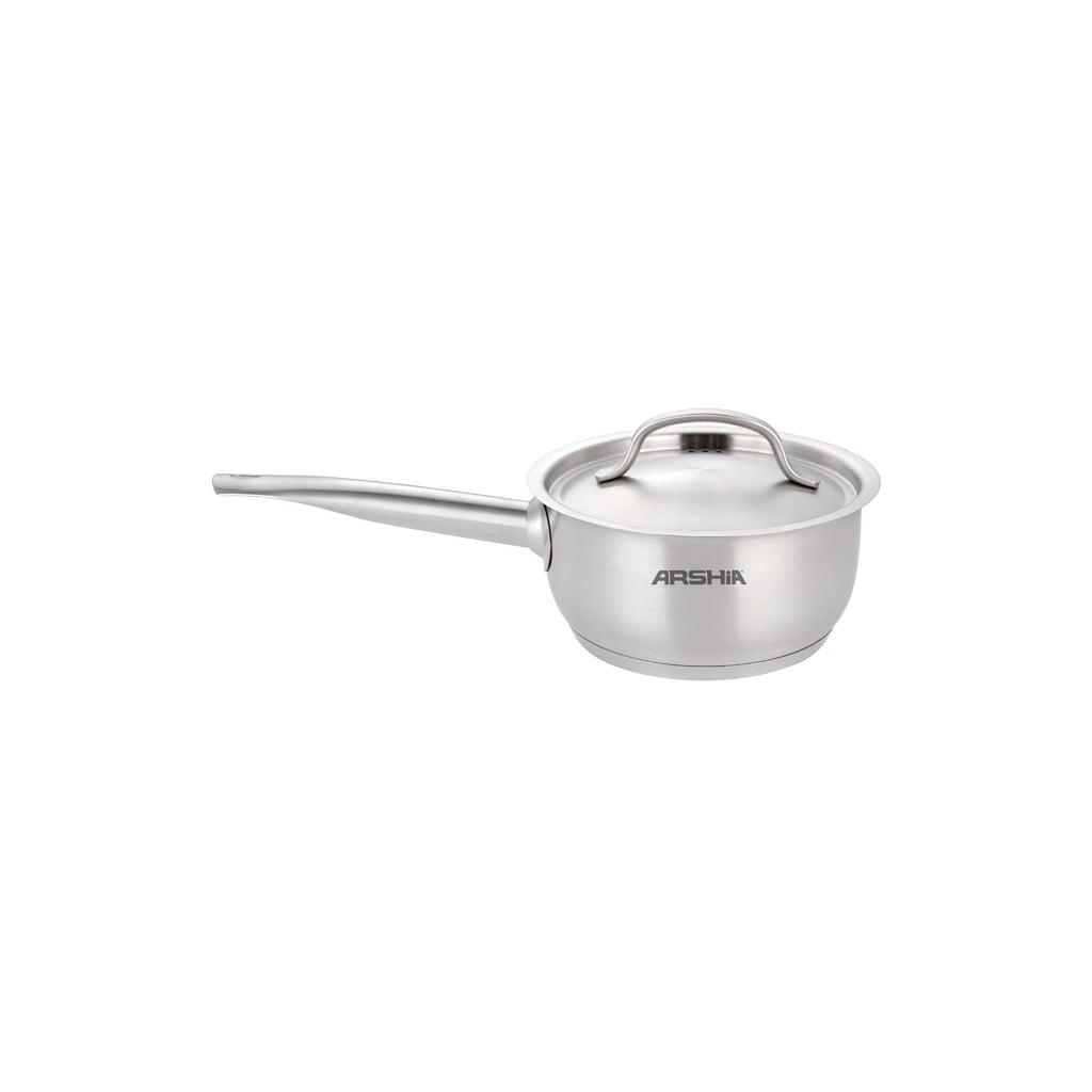 Arshia 9-Piece Stainless Steel Cookware with satin-finish lid