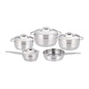 Arshia 9-Piece Stainless Steel Cookware with satin-finish lid