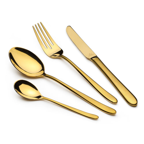 Arshia 48-piece Gold Sunblast Cutlery Set with Stand