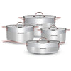 Arshia Stainless Steel with Copper Handles Cookware 8pc Set
