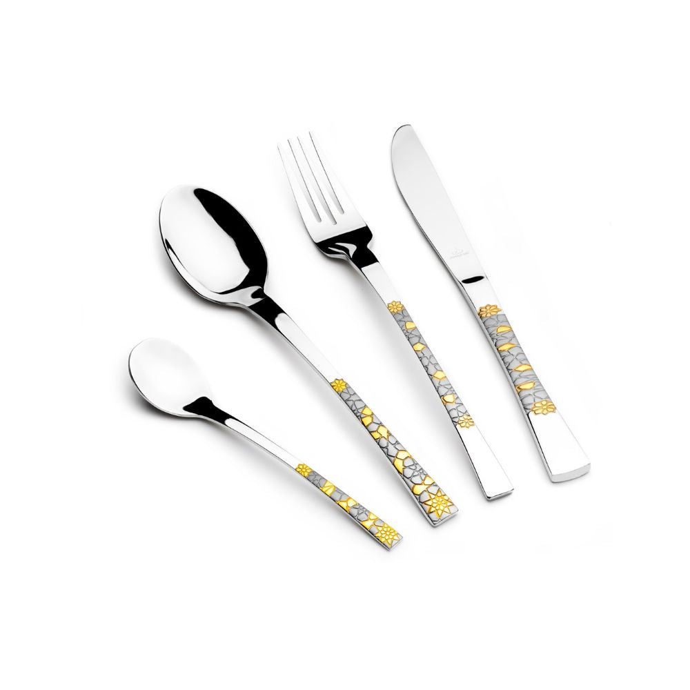 Arshia 86pcs Gold and Silver  Cutlery Set