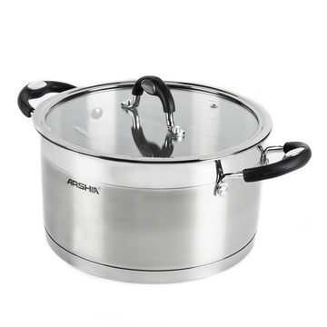 Arshia Stainless Steel Casserole with Glass Lid 24cm