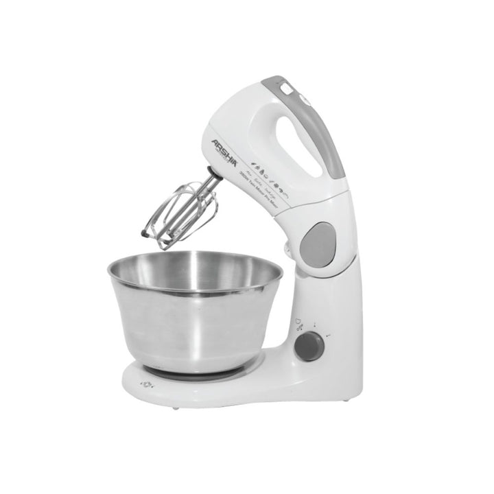Arshia Premium Stand Mixer – 2L Stainless Steel Bowl, 380W – White