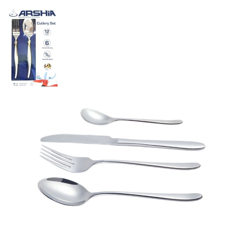 Arshia Silver Matte Dinner Spoon and Fork 6pc Set
