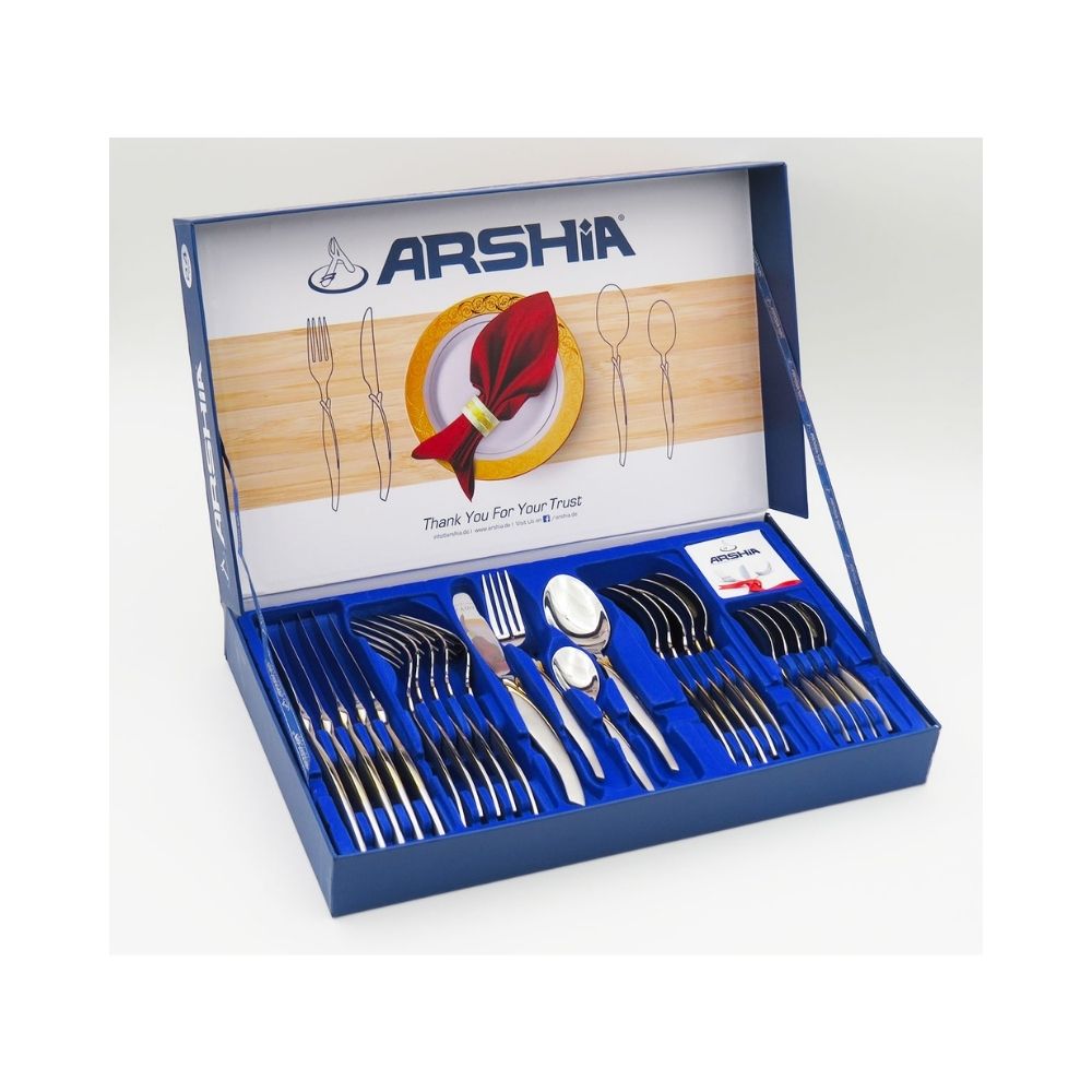 Arshia Rose Gold Brush 24PCS Cutlery Set