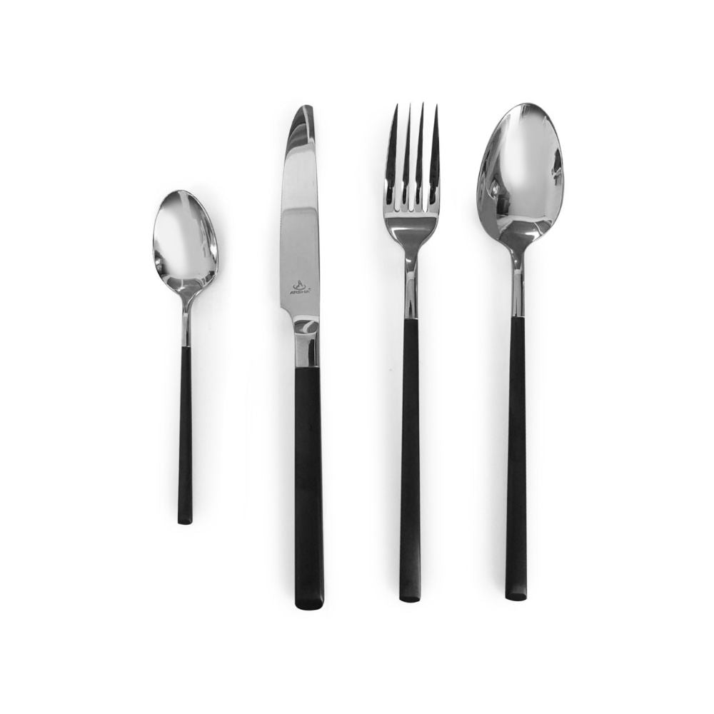 Arshia Stainless Steel Silver and Black Cutlery 24pc Set TM014SB