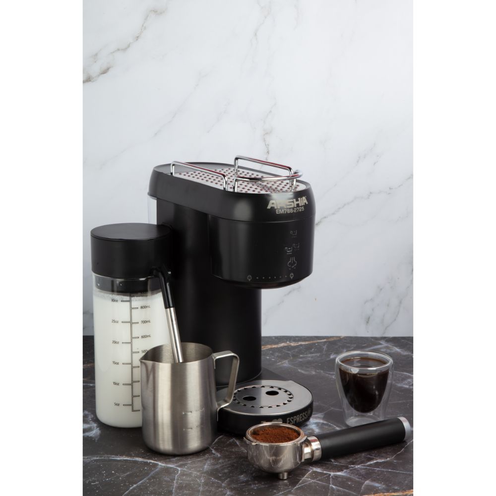 Arshia Pump Espresso Machine with Milk Container Classic Espresso, Frothy Cappuccino