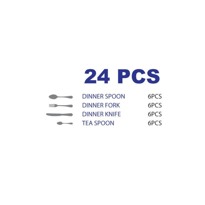 Arshia Stainless Steel Cutlery Set 24pcs Silver Mirror