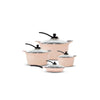 Arshia Granite Cookware with Glass Lid 8pc Set Peach