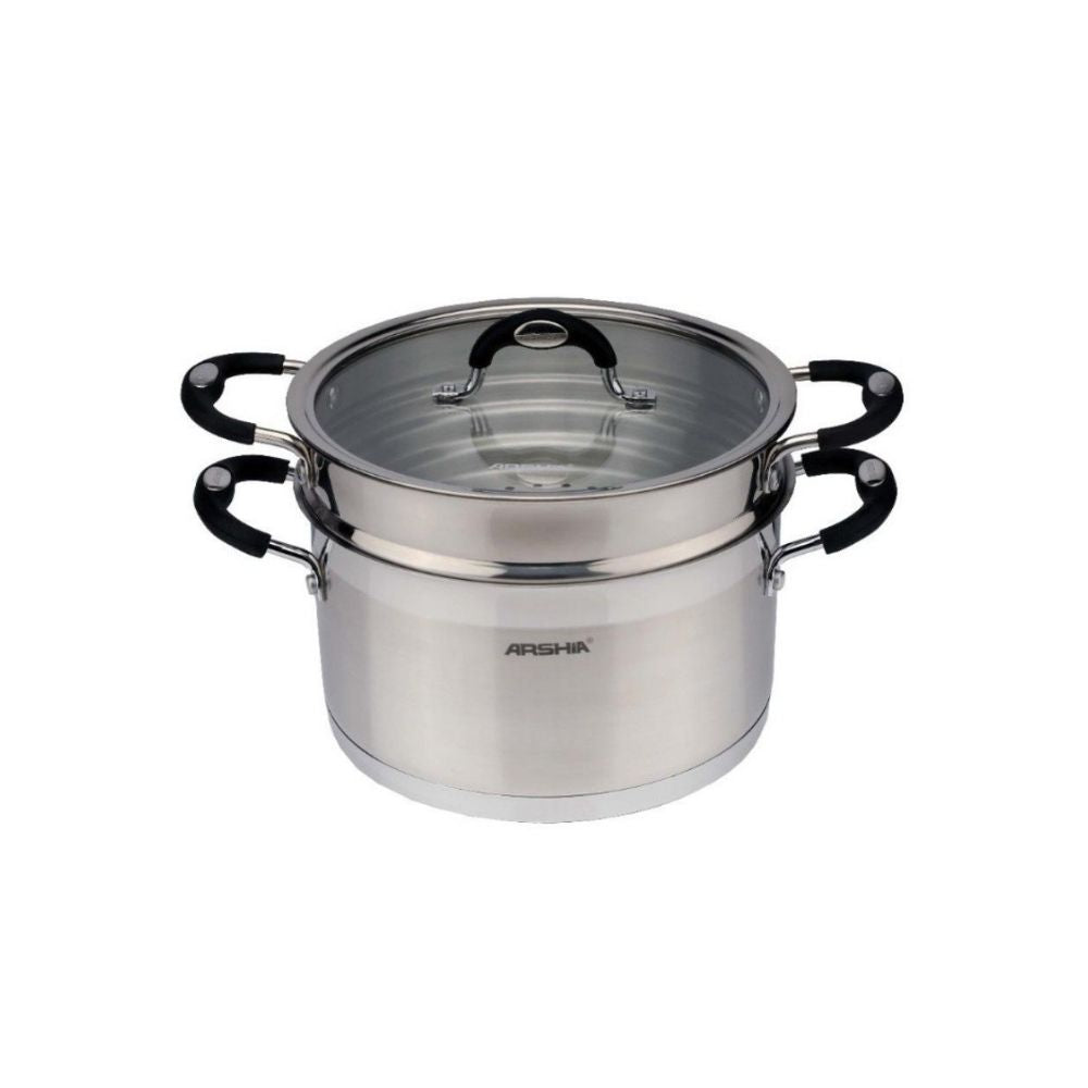 Arshia Stainless Steel Pot with Steamer 24cm