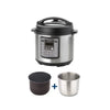 Arshia  6L Double POT Pressure Express MultiCooker,1000W, Stainless Steel/ Black,,Non Stick,