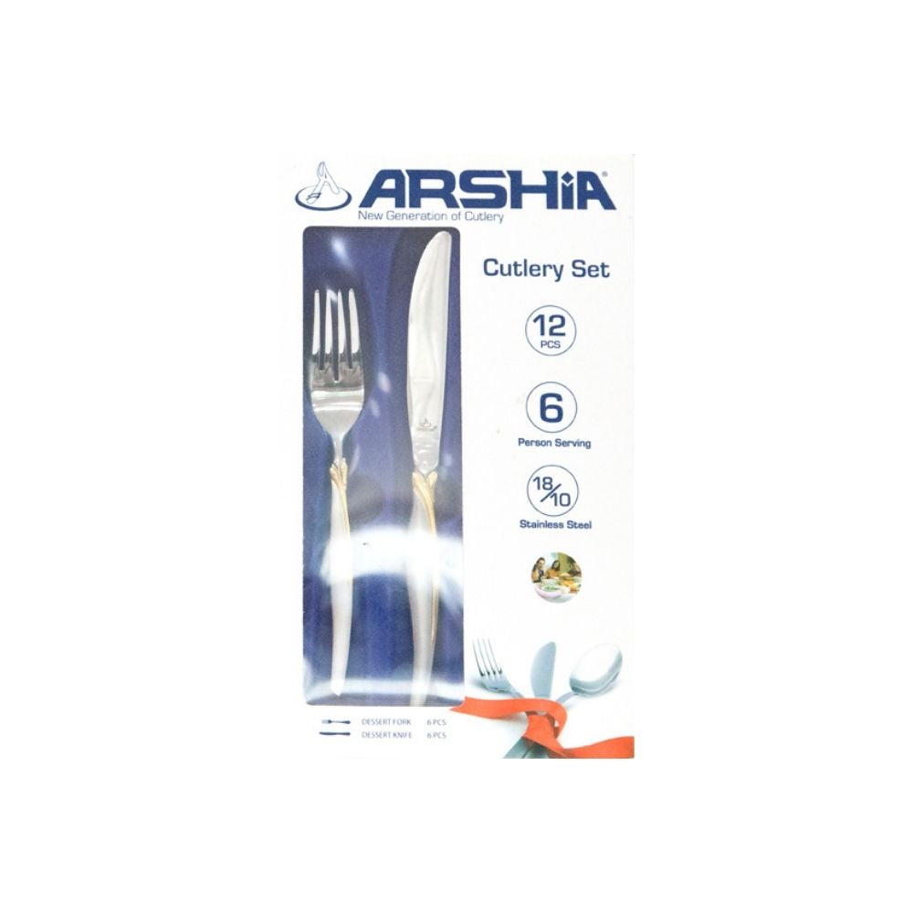 Arshia Silver Dessert Knife and Dinner Fork 12pc Set