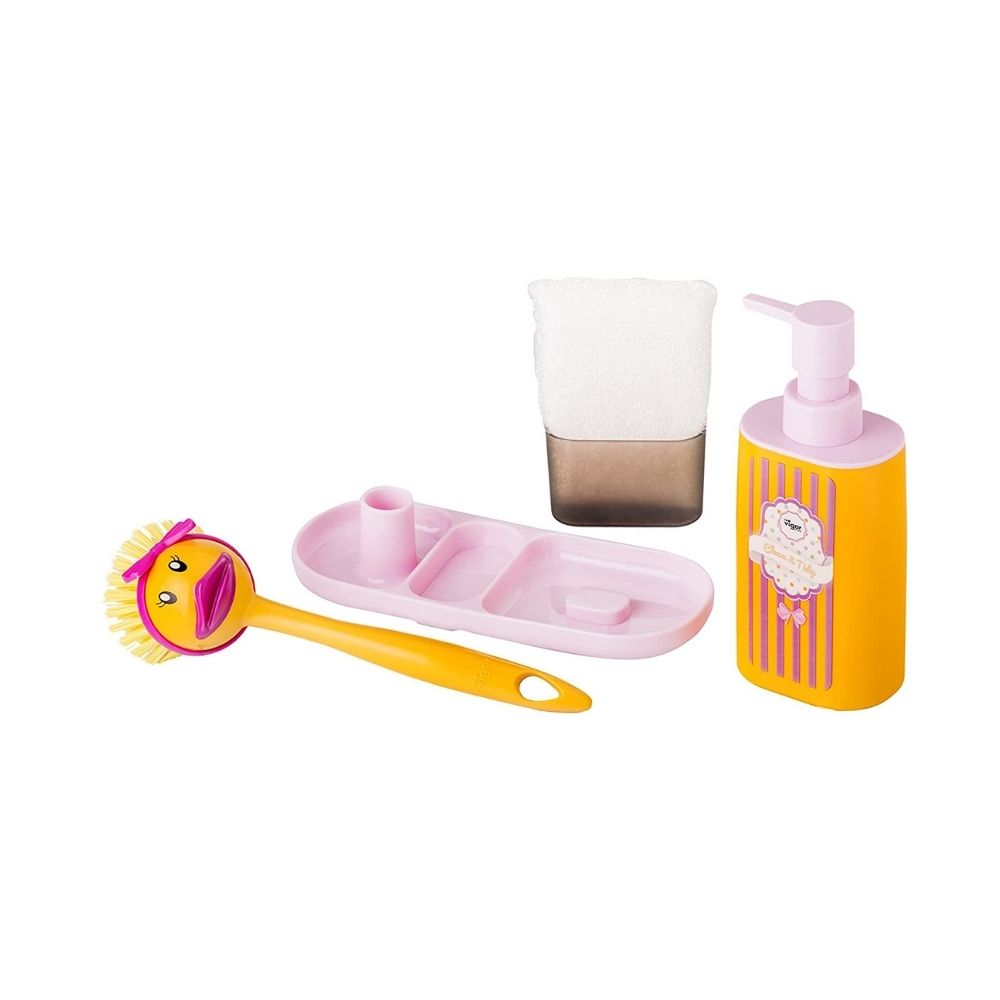 Vigar Ducks Sink Set with Brush, Sponge and Soap Dispenser