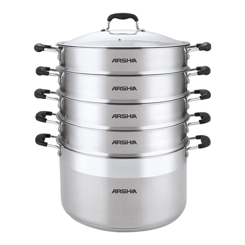 Arshia stainless steel steamer 30cm with Glass Lid