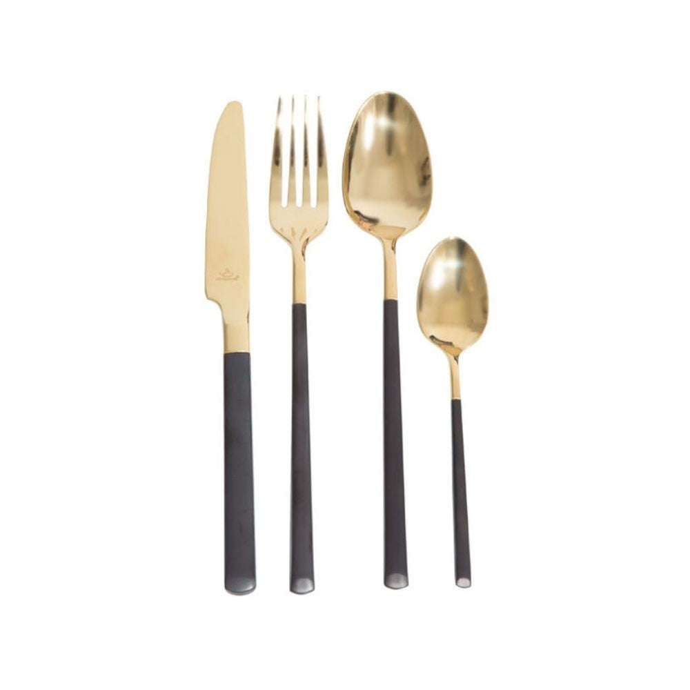 Arshia Gold and Black Cutlery 24pc Set TM014GB